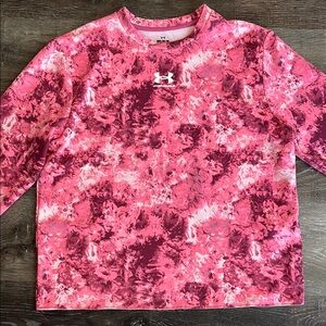 Under Armour Rival Terry Printed Crewneck Sweatshirt Pink/White Medium